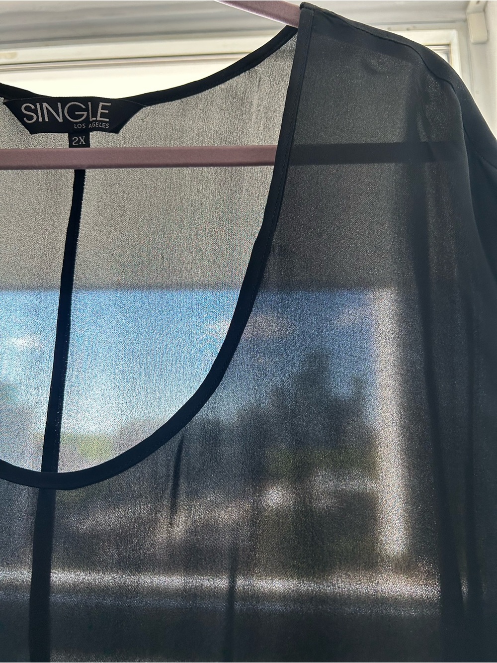SINGLE Los Angeles 2X Sleeveless Silk Chiffon Blouse in black - Picture 11 of 11